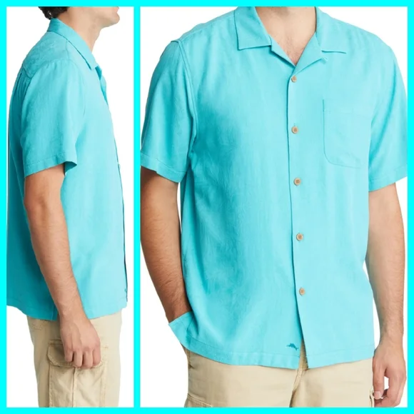Vintage Tommy Bahama Silk Button-Down Shirt - Picture 1 of 12